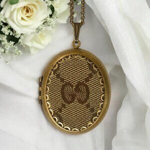 Upcycled Reworked Gucci GG Canvas Locket Necklace Handmade Limited Edition